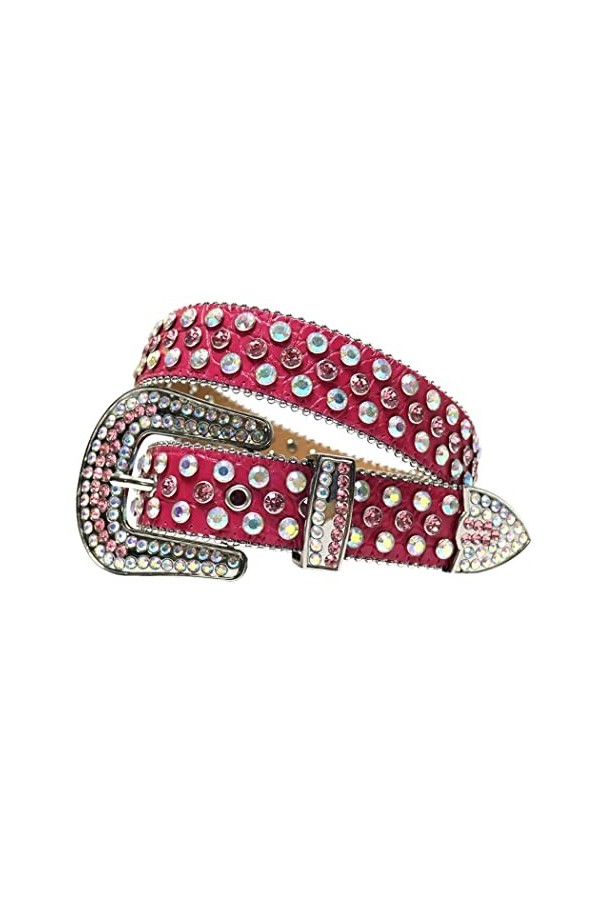 Haitpant Ceinture de luxe avec strass pour homme et femme, rose rouge, 48 inch