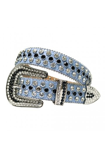 Haitpant Ceintures occidentales strass sangle femmes homme luxe designer diamant clouté ceinture, bleu ciel, 46 inch