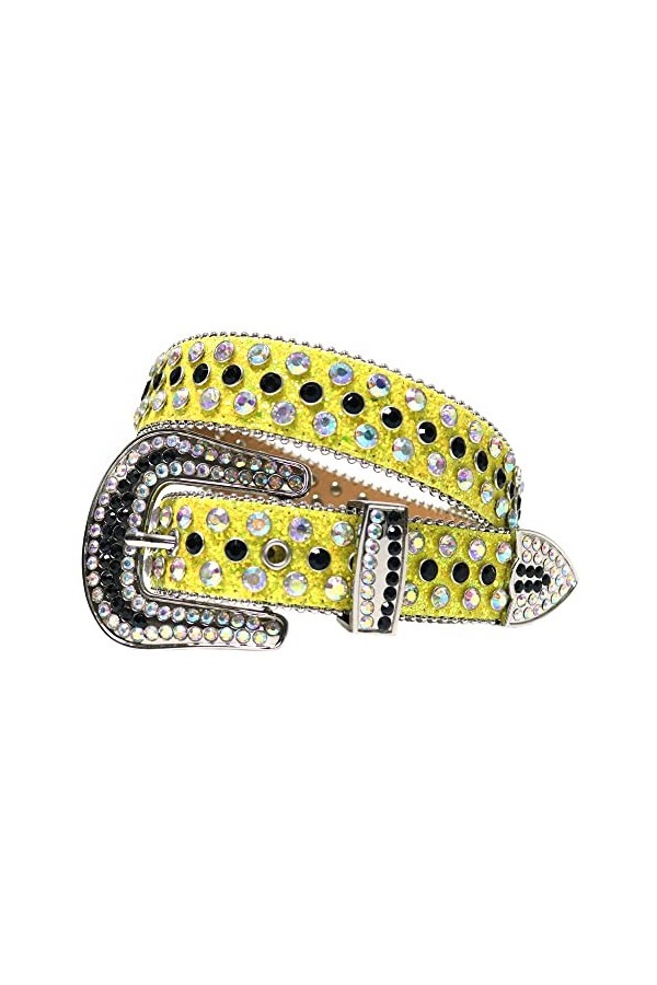 Haitpant Ceintures occidentales strass sangle femmes homme luxe designer diamant clouté ceinture, bleu ciel, 46 inch
