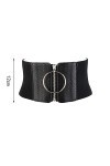QZH Ceinture Large pour Femme Ceinture élastique pour Femme Ceinture Noire avec Anneau en métal pour Femme Noir, Taille Uniq
