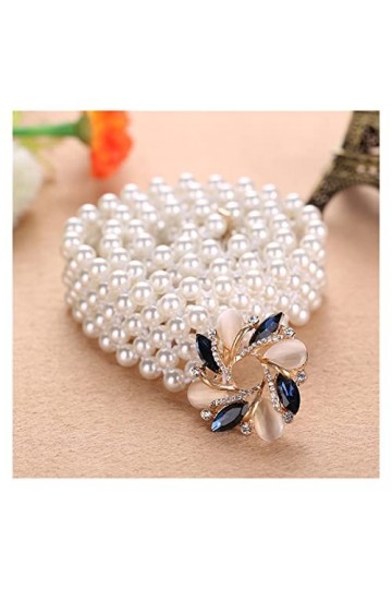 YANYUESHOP MJWDP Robe avec Diamant Incrusté avec Ceinture en Perles pour Femme Ceintures de Designer Taille élastique Couleu