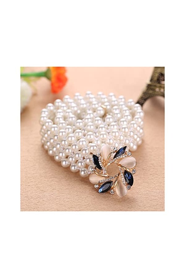 YANYUESHOP MJWDP Robe avec Diamant Incrusté avec Ceinture en Perles pour Femme Ceintures de Designer Taille élastique Couleu