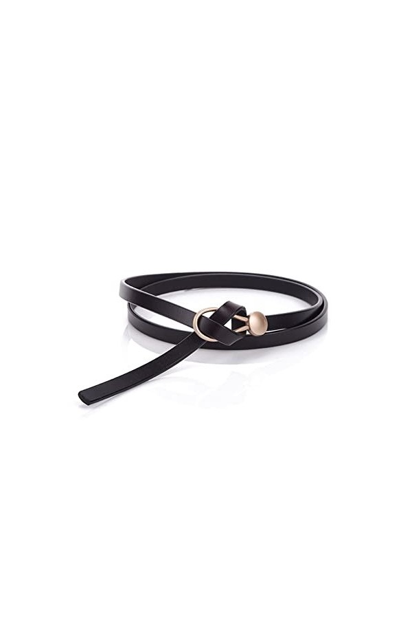 Ceintures en Similicuir pour Femmes Ceintures habillées Noeud féminin Mince Noir Ceinture en Alliage Boucle Manteau Pull Cein