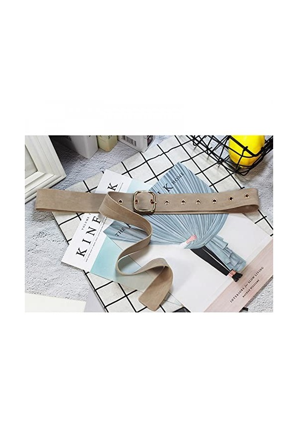 Ceintures habillées pour Femmes Ceinture Longue pour Femme Boucle carrée dorée Ceintures pour Dames Manteau Pull Robe Ceintur