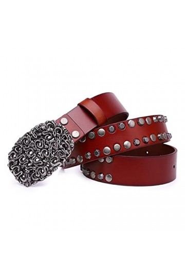 COLIFAS Ceinture Punk en Cuir pour Femme, Ceinture cloutée pour Femme, Ceinture en Cuir pour Robe avec Ceinture Boucle Serpen