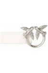 Pinko Love Berry H3 Belt Vello Set Ceinture, Z14o_Blanc Soie-Old Silver, S Femme