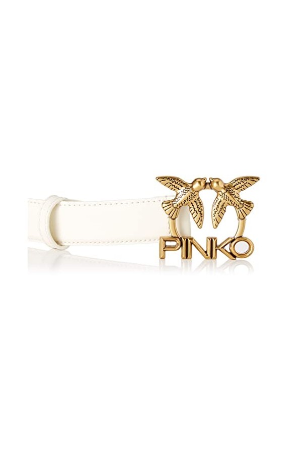 Pinko Love Berry H3 Belt VIT.Soie Le Ceinture, Z14q_Blanc Seta-Antique Gold, M Femme