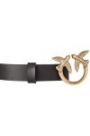 Pinko Love Day Chain H2 Belt Vitello Ceinture, Z99Q_Nero-Antique Gold, S Femme