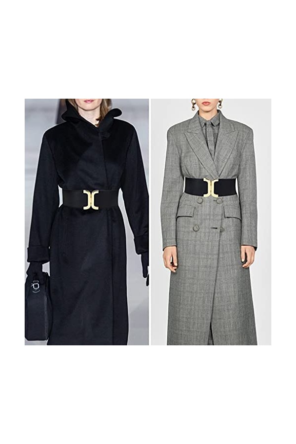 YWSZJ Ceinture élastique pour Dames, Ceinture en Cuir de Boucle dor, Robe Dames Stretch, Bande Large décorée Color : A, Siz