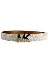 Michael Kors Vanilla Belt Gold Plaque logo MK XL, blanc, X-Large