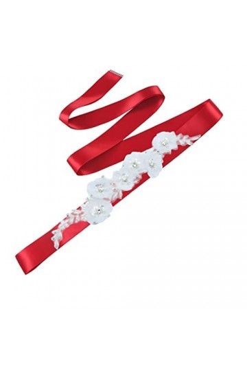 MJWDP Blanc Flower Bride Bride Robe Accessoires Fancy Pearl Sequin Appliques de soirée de fête du Soir Sash Color : Argento,