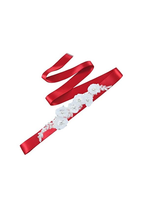 MJWDP Blanc Flower Bride Bride Robe Accessoires Fancy Pearl Sequin Appliques de soirée de fête du Soir Sash Color : Argento,