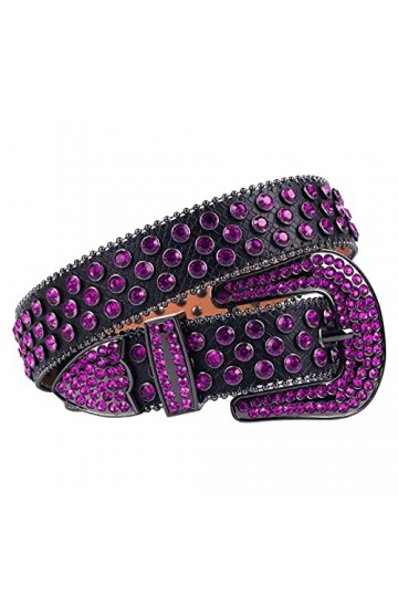 Ceinture dorée avec strass pour homme et femme, Noir et violet., 38 28-29inch 