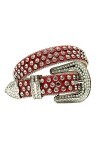 Ceinture à strass tendance avec strass cloutés pour femme et homme, Rouge et blanc., 46 35-37inch 
