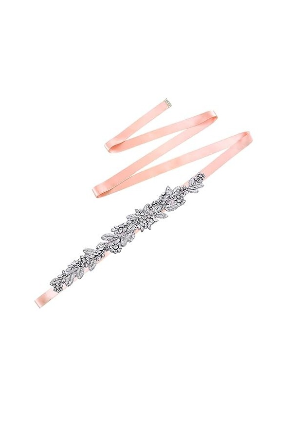 Pulcykp Ceinture de mariée scintillante pour robe de mariée, accessoire de demoiselle dhonneur, ceinture faite à la main, Vn