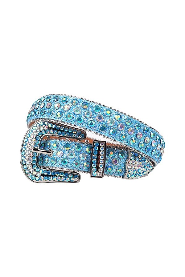 Haitpant Ceinture de luxe avec strass pour femme et homme - Ceinture cloutée en diamant - Cowgirl - Jean, tout noir, 38 inch