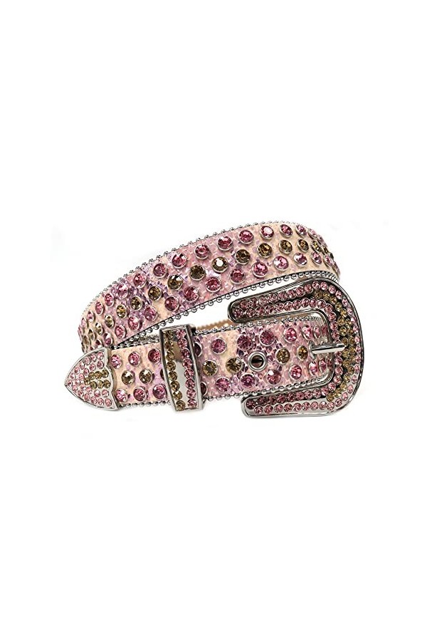 Haitpant Ceintures de strass de mode de luxe de sangle de diamant clouté ceinture pour les femmes hommes boucle ardillon sang