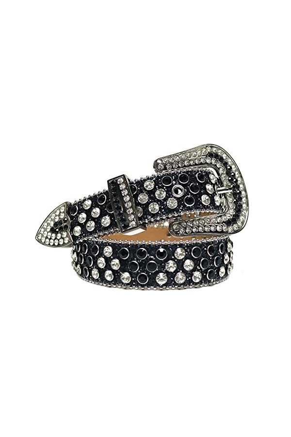 Haitpant Ceinture cloutée par diamant de ceinture de sangle occidentale de ceintures de strass de luxe, jaune, 46 inch