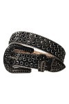 Haitpant Ceinture western en strass pour femme et homme - Ceinture cloutée en diamant - Cowgirl, tout noir, 44 inch