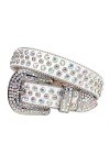 Ceinture en strass avec boucle ardillon pour femme Style occidental décontracté coloré incrusté de diamants, Couleur : blanc.