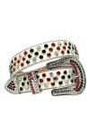Ceinture en strass occidentale Ceinture de diamant Cowgirl Denim Bling Crystal Belt, Beige rouge., 112
