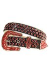 Ceinture en strass occidentaux pour femmes, bracelet en diamant de luxe, boucle large, rivet, rouge/noir, 112