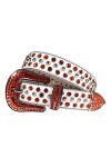 Ceinture brillante en cuir PU de ceinture de femmes de clous de luxe de ceinture de diamant de, Blanc Orange 2, 112
