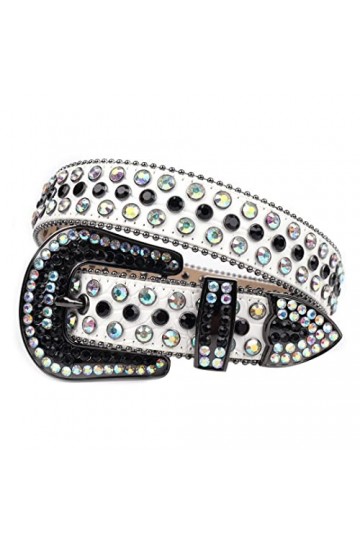 Ceinture en strass occidentale Ceinture de diamant Cowgirl Denim Bling Crystal Belt, Couleur : noir., 112