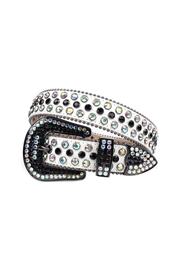 Ceinture en strass occidentale Ceinture de diamant Cowgirl Denim Bling Crystal Belt, Couleur : noir., 112