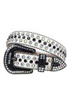 Ceinture en strass occidentale Ceinture de diamant Cowgirl Denim Bling Crystal Belt, Couleur : noir., 112