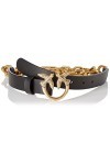 Pinko Love Day Chain H2 Belt Vitello Ceinture, Z99Q_Nero-Antique Gold, S Femme