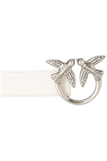 Pinko Love Berry H3 Belt Vello Set Ceinture, Z14o_Blanc Soie-Old Silver, S Femme