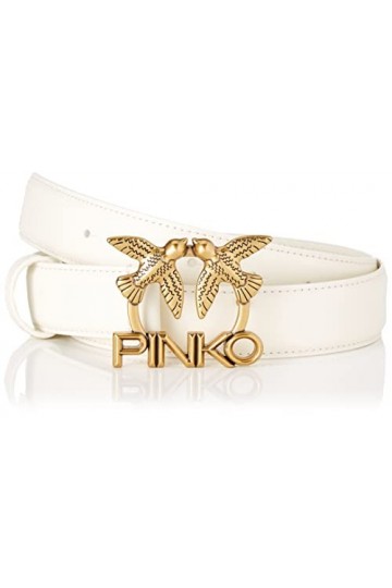 Pinko Love Berry H3 Belt VIT.Soie Le Ceinture, Z14q_Blanc Seta-Antique Gold, M Femme
