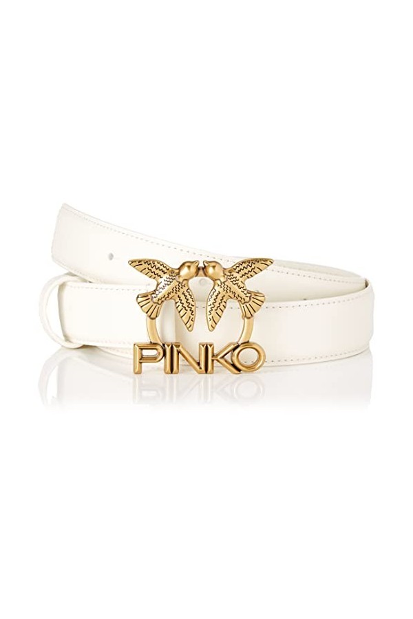 Pinko Love Berry H3 Belt VIT.Soie Le Ceinture, Z14q_Blanc Seta-Antique Gold, M Femme