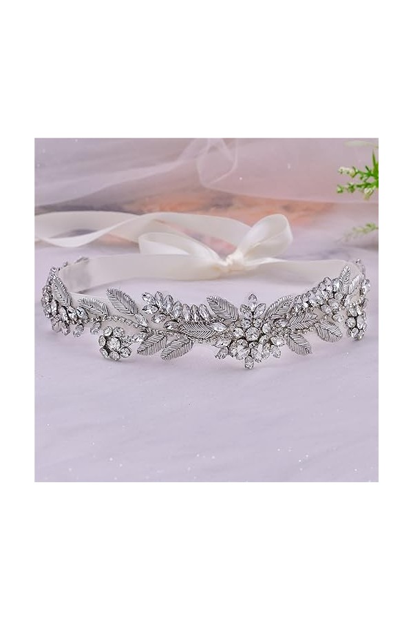 Pulcykp Ceinture de mariée scintillante pour robe de mariée, accessoire de demoiselle dhonneur, ceinture faite à la main, Ru
