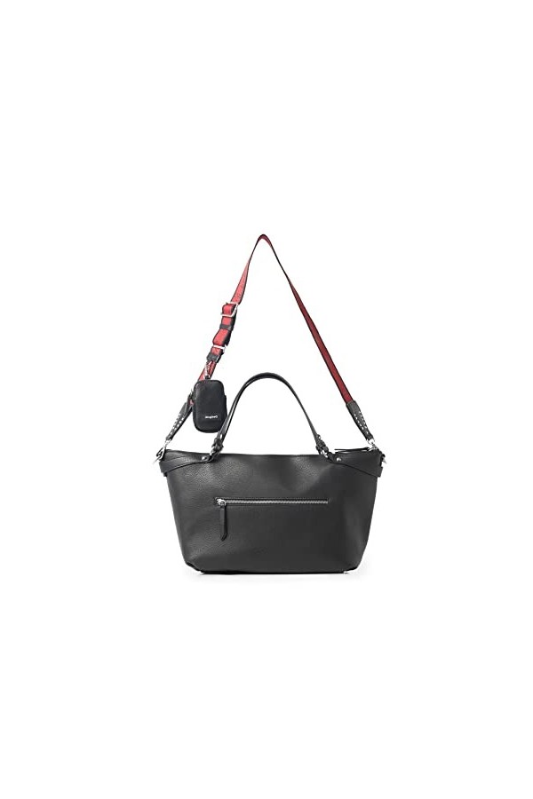 Desigual Bols_Embossed Demi-libia, Sac à Main Femme, Noir, Taille Unique