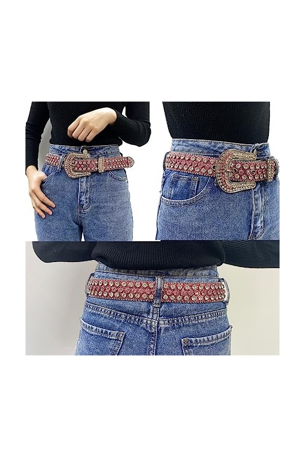 Ceintures de cowgirl rouges avec strass pour femme