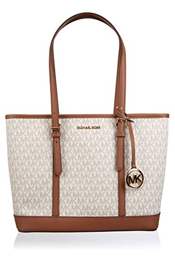 Michael Kors Jet Set Travel Signature Small Top Zip Shoulder Tote - Vanilla