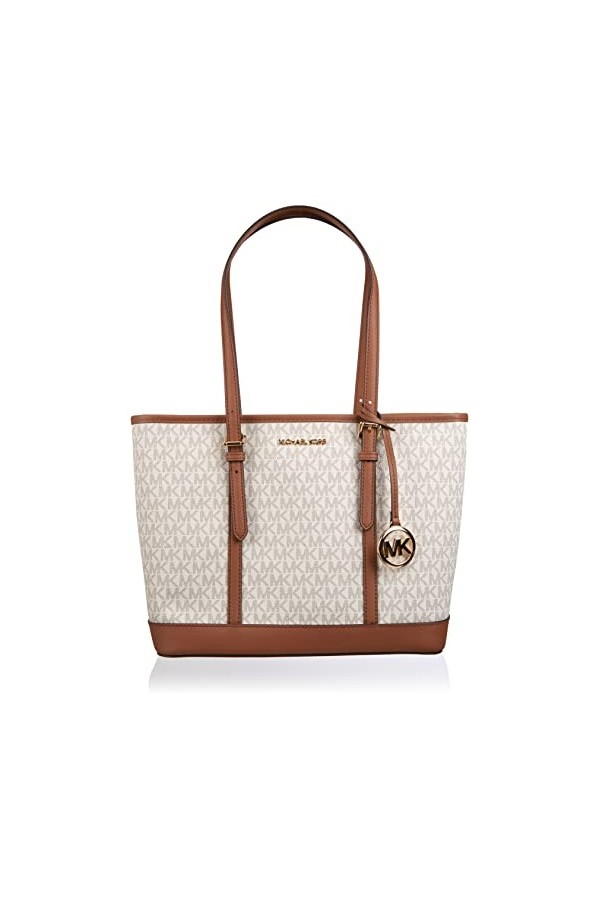 Michael Kors Jet Set Travel Signature Small Top Zip Shoulder Tote - Vanilla