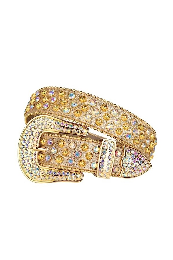 Ceintures de luxe cloutées avec strass - Style gothique - Blanc