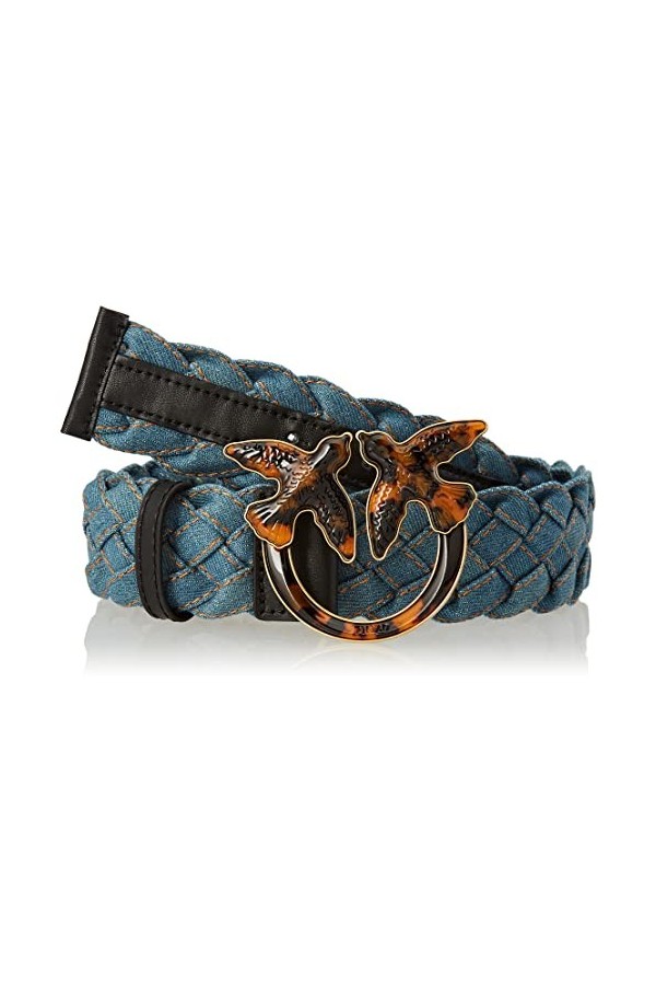 Pinko Love Weave 2 Belt H4 INT Ceinture, G22t_Bleu Denim foncé Turtle, XS Femme