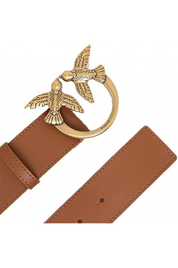 Pinko Love Berry Simply H4 Belt Vis Ceinture, L58q_Cuir Antique Gold, S Femme