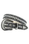 Pulcykp Ceinture unisexe punk strass mode western clouté cristal femme brillant rock rétro ceinture, Noir , 130cm - XL