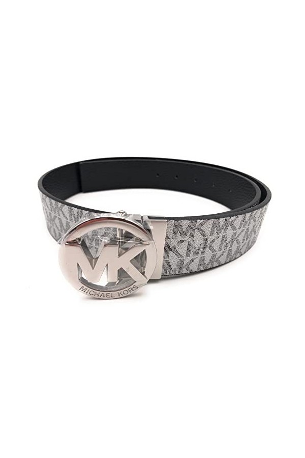 Michael Kors Belt I Silver-Black I Genuine Leather I Reversible Belt Large