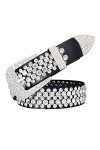 KUAIKUAI Bai Shi WU Mode véritable Cuir de Luxe Brillant Les Ceintures de Strass for Femmes Usure en Diamant Classique Ceintu