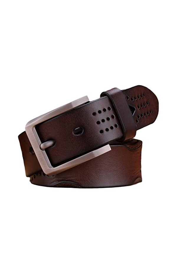 COLIFAS Vintage en Cuir de Vachette véritable Ceinture pour Femme Couple Mode Design Creux Dames décontracté Large Ceinture a