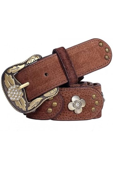 Ceinture Femme Ceinture Patchwork Strass Rivet Alliage Boucle Ardillon Ceinture Femme Réglable Couleur : B, Taille : 105cm 