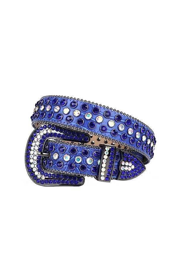 Ceintures en strass pour femme - Sangle en diamant - Cowgirl Cowboy Bling - Broche en cristal - Large boucle cloutée