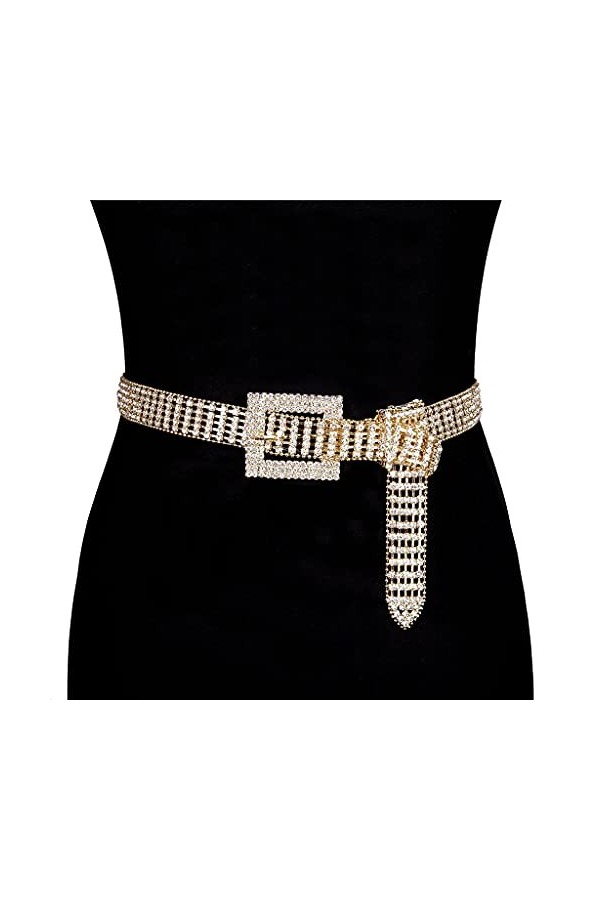 JHYS Taille de la chaîne de Mode, Ceinture Large en Strass pour Femmes en Argent pour la Taille féminine mariée Mariage Crist