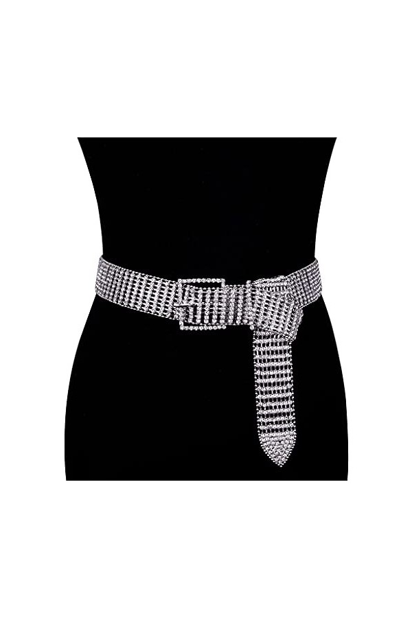 JHYS Taille de la chaîne de Mode, Ceinture Large en Strass pour Femmes en Argent pour la Taille féminine mariée Mariage Crist